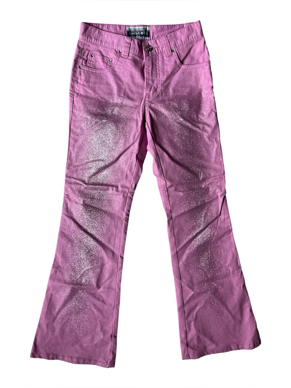 VINTAGE Y2K DEADSTOCK LIMITED TOO SPARKLY PINK BOOT CUT PANTS COTTON 10 GIRLS